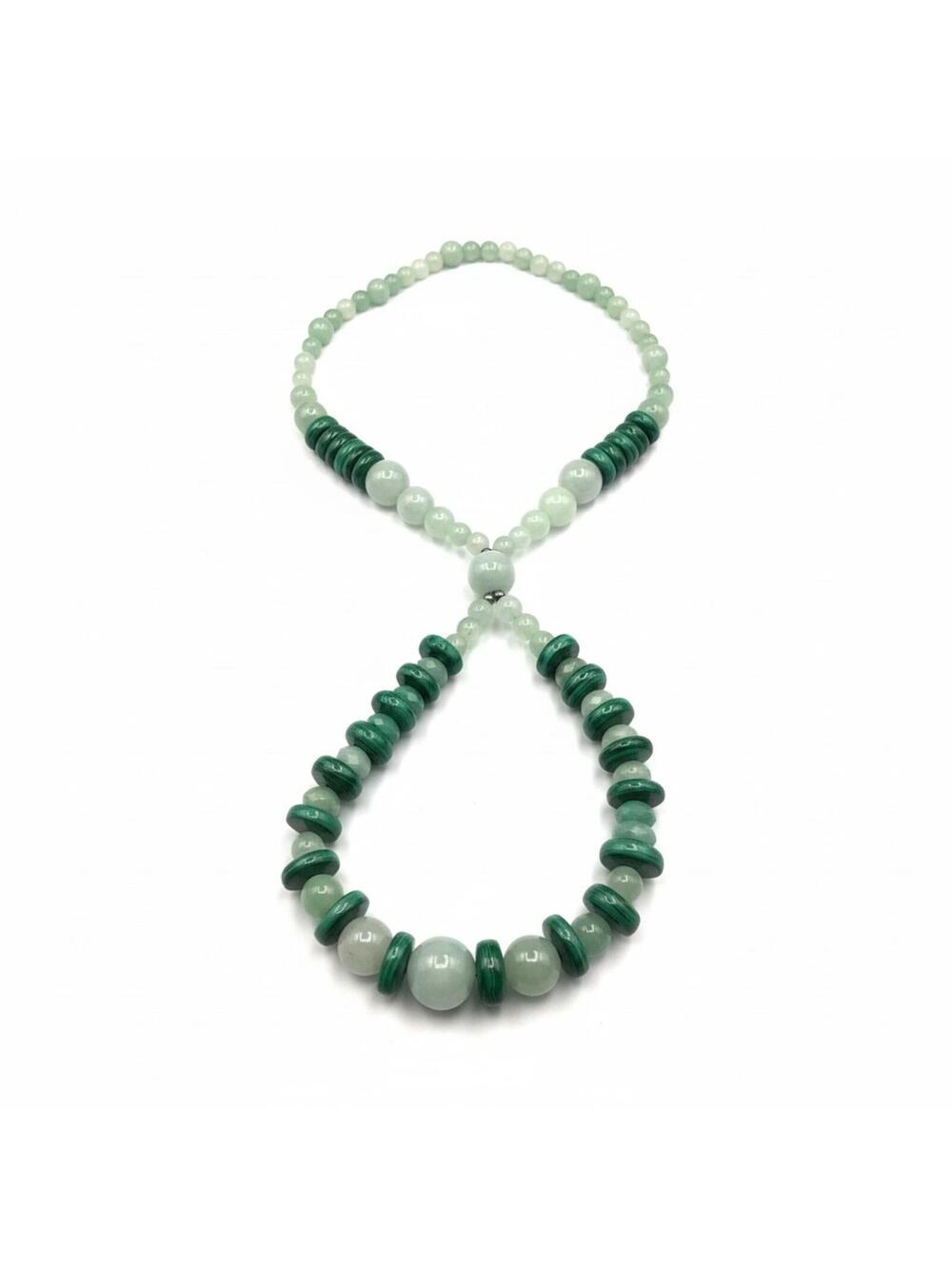 $1000 Rare Grade-A Jadeite & Malachite 20" - 22" Jacla Statement Necklace